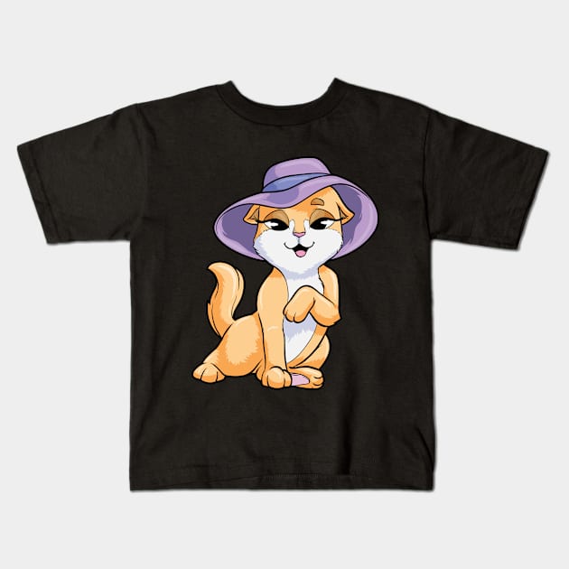 Cat with Hat Kids T-Shirt by Markus Schnabel